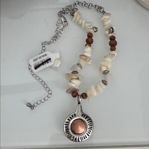 Free People Cream and Brown Shell Necklace